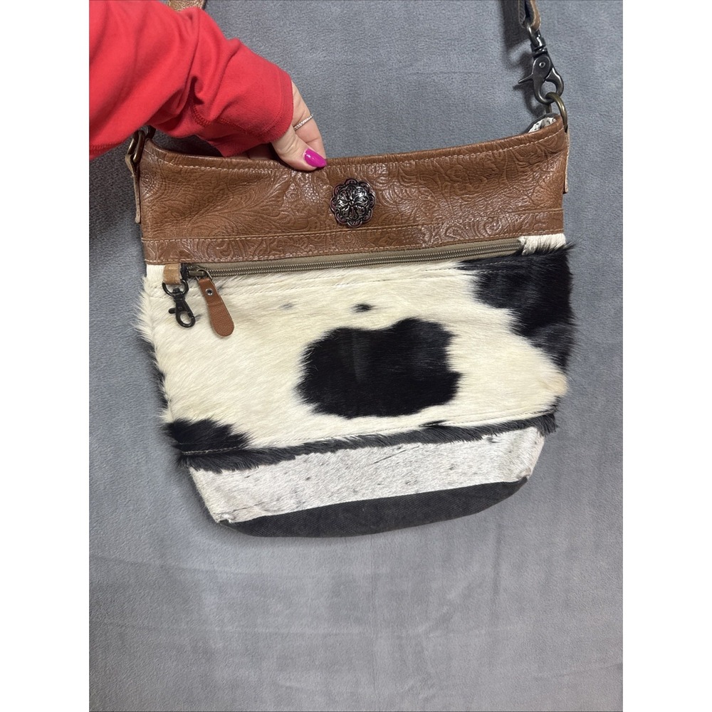 Myra Bag Women's Western Style Crossbody Made W/cowhide And Leather.